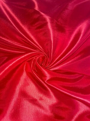 1 METER RED PLAIN SMOOTH TAFFETA BRIDAL/CURTAIN FABRIC 58” WIDE - Image 1 of 2