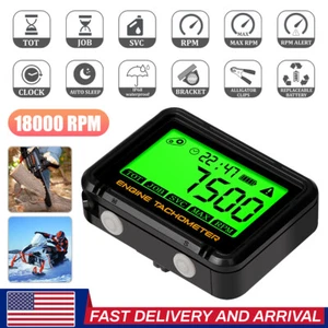 LCD Digital Engine Hour Meter Inductive Tachometer Gauge For Motorcycle Car Boat - Picture 1 of 12