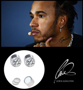 Men’s/Boys Lewis Hamilton 4mm 18ct White Gold Plated Magnetic Zirconia Nose Stud - Picture 1 of 5