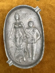 Vintage Cast Aluminium Risqué Saucy Double Sided Ash Tray  - Picture 1 of 2