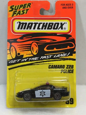 MATCHBOX   ~   CHEVY  CAMARO   Z28  POLICE   -  UNIT 6   ~  ON CARD  #59 - Image 1 of 4