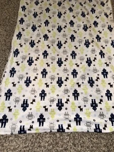 Circo Target Robot Baby Blanket Navy Blue Green Gray Raised Minky Dot - Picture 1 of 2