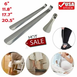 Extra Long Handle Shoe Horn Stainless Steel Handled Metal Shoehorn Horns w/Hole - Picture 1 of 16