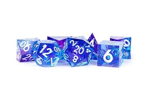 FanRoll: Handmade Sharp Edge Resin Dice 7ct - Oceanic Flare - MDG - NEW - Picture 1 of 2