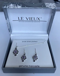 Le Vieux Handcrafted With Swarovski Marcasite Pure Silver Plated Genuine  - Picture 1 of 4