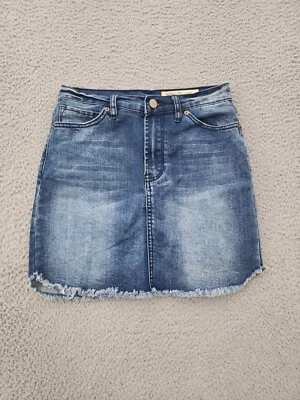 Lista de Deseos Falda Mujer Pequeña Azul Denim Mini Lavado Medio Damas Flecos Dobladillo Foto 1 de 4