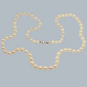 VINTAGE PEARL NECKLACE OLD CUT DIAMOND CLASP 1920s Single Strand Antique Pearls - Picture 1 of 8