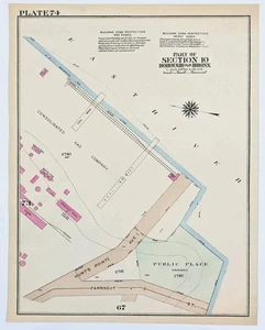1928 HUNTS POINT - BRONX - NEW YORK Map ORIGINAL (14x11) Bromley Atlas - Picture 1 of 3