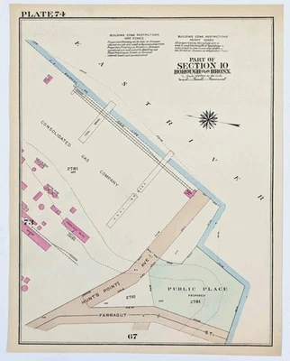 1928  HUNTS POINT - BRONX - NEW YORK Map ORIGINAL (14x11)  Bromley Atlas - Image 1 of 3