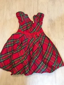 Janie and Jack Red Silk Tartan Plaid Christmas Holiday Ruffle Dress Girls Sz 4 - Picture 1 of 2