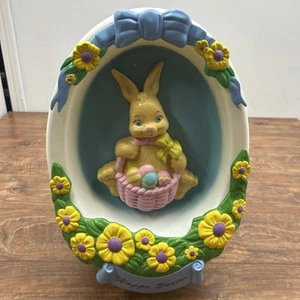 Vintage 1995 Empire Happy Easter Bunny Plastic Blow Mold 18” Diorama 3D Egg - Picture 1 of 12