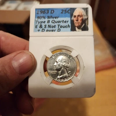 1963 D Washington Quarter Dollar . Type B .E An S not touchingAnd D over D - Image 1 of 4