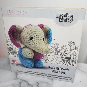 The Knitty Critters Emily Elephant Pocket Pal Crochet Kit - Age 6+ Years - Picture 1 of 7