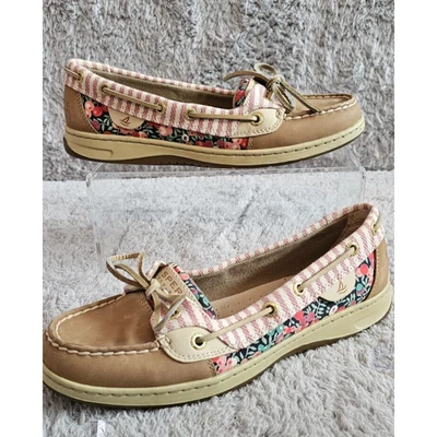 Zapatos de barco florales de cuero tostado pez ángel Sperry Top Sider para mujer talla 8 Foto 1 de 4