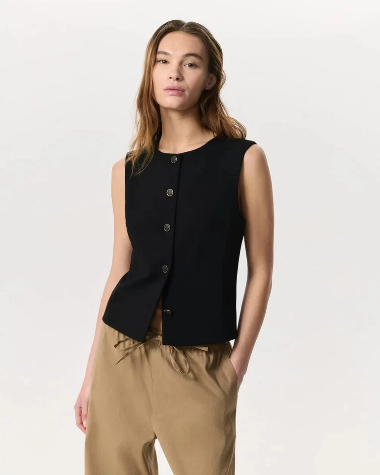 NEW, RAG & BONE Irina Button-Up Vest Black Size M #SJ1577 - Image 1 of 4