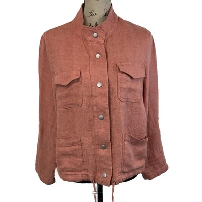 C&C California Women S Oversized 100% Linen Snap Up Jacket Pockets Lightweight - Image 1 of 4