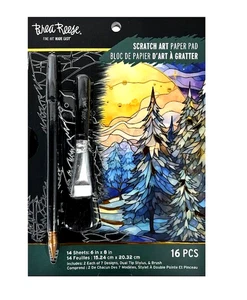 Brea Reese STAINED GLASS CHRISTMAS Scratch Art Paper Pad 6" x 8" NEW - Picture 1 of 5