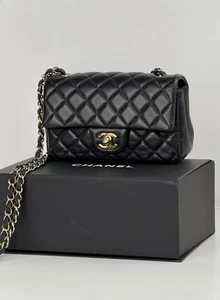 CHANEL Mini Classic Flap Quilted Lambskin Black Shoulder Bag - Picture 1 of 13