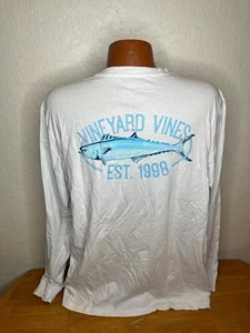 Men's Vineyard Vines L/S T-Shirt Extra Large XL - White - Fish - Cotton - Picture 1 of 5