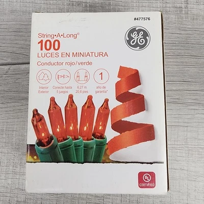 GE String-A-Long 100 Count Red Incandescent Mini Christmas Lights 20.6 ft Strand - Image 1 of 4