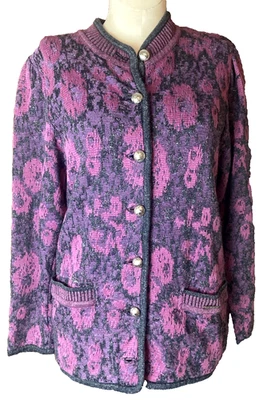 VTG Geiger Linen Blend Knit Cardigan Sweater Women's size 38 Cottagecore Floral - Image 1 of 4