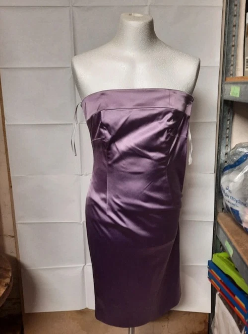 COAST PURPLE SATIN STRAPLESS DRESS SIZE 12 LILAC WORN ONCE SIDE ZIP - Image 1 of 1