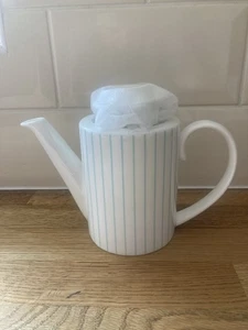 FORTNUM & MASON STRIPE TEAPOT BN UNUSED 2 CUP POT RRP £115 EAU DE NIL INFUSER - Picture 1 of 11