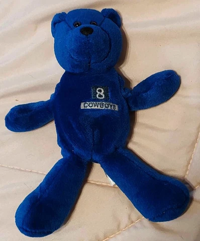 TROY AIKMAN 1998 Limited Treasures Dallas Cowboys Blue Beanie Bear Baby Plush Cover