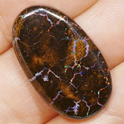 25.26 ct Multicolor Boulder Matrix Edelopal Opal Edelstein Cabochon Australien - Bild 1 von 4