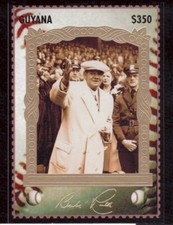 1994 Guyana Babe Ruth Sultan of Swat Stamp Cards #9 Babe Ruth