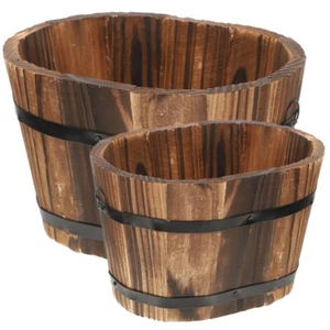 2 macetas de madera rústicas de whisky vintage para decoración de jardín- - Imagen 1 de 12