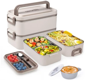 Bento Box Adult Lunch Box, Stackable 2 Layer 304 Stainless Steel Lunch Container - Picture 1 of 7