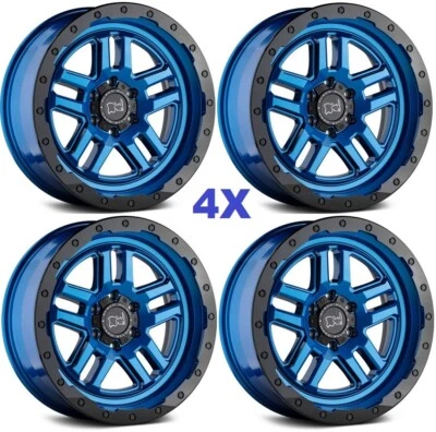 20 BLUE W/ BLACK LIP RING WHEELS RIMS OFF ROAD ALL TERRAIN AT RHINO - Изображение 1 из 4