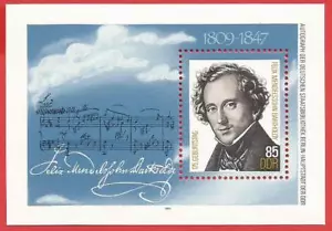 175 cumpleaños Felix Mendelssohn Bartholdy RDA bloque 76 sin usar - Imagen 1 de 1