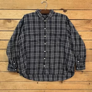 Camisa Madewell Franela Domingo Mahaska Cuadros Negra Blanca Mujer 2XL Botón - Imagen 1 de 10