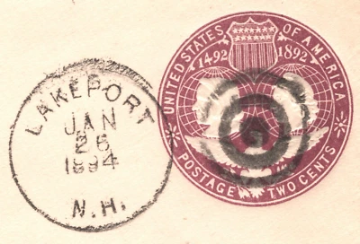 USA Stationery Cover 2c COLUMBUS *Lakeport* NH BANK 1894 Concord {samwells}XU138 - Image 1 of 4
