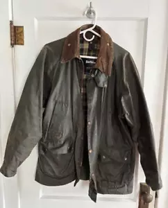 Men's Barbour Bedale Jacket Vintage Wax Green US 42/107cm w/flaws + Fleece Liner - Picture 1 of 11
