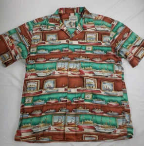 Reyn Spooner Shirt Large American Classics Mens  Boats Nautical Short Sleeved - Picture 1 of 18