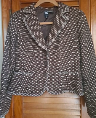 Chaqueta Worth para mujer marrón tweed mezcla de lana con detalles de ribete talla 8 Foto 1 de 4
