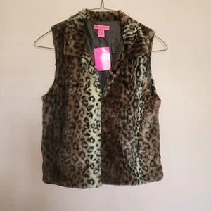 NEW Women's Betsey Johnson Faux Fur Leopard Vest Size M - Picture 1 of 4