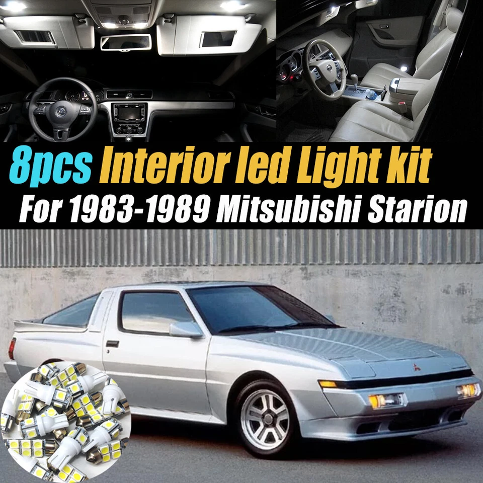 8Pc Car Interior LED Super White Light Bulb Kit for 1983-1989 Mitsubishi Starion - Image 1 of 4