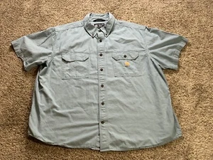 Carhartt Shirt 2XL Blue Mens Loose Fit Workwear Pocket Logo Short Sleeve TW4369 - Picture 1 of 8