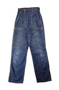 Jeanies Blue Bell Sanforized Vintage 1950s Side Zip Dark Denim Jeans 12 24x28 - Picture 1 of 10