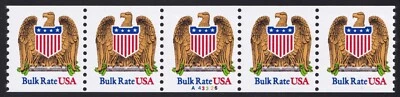 2602 (10¢) "Eagle & Shield" PNC Strip of 5 Plate # A43326 Unused NH - Image 1 of 2