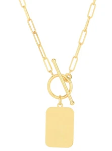 14k Yellow Gold 18" PAPERCLIP Dog Tag Toggle Link Chain Necklace 3.9grams 2.5MM - Picture 1 of 5
