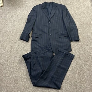 Pal Zileri Brown Pinstriped 100% Wool 2 Pc Suit Jacket Pants See Photos - Picture 1 of 18