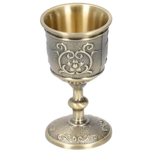 Copa de vino de bronce vintage cáliz en relieve whisky bebida fiesta suministros - Imagen 1 de 22