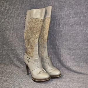 EUC Ladies Cole Hahn Real Cow Fur Tall Boots Heels w N Air Sole 10 b. - Picture 1 of 20