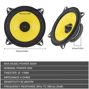 2pcs 4 Inch 300W Car Audio Heavy Mid-bass Ultra-thin Modified Speaker Full Range - Picture 1 of 7