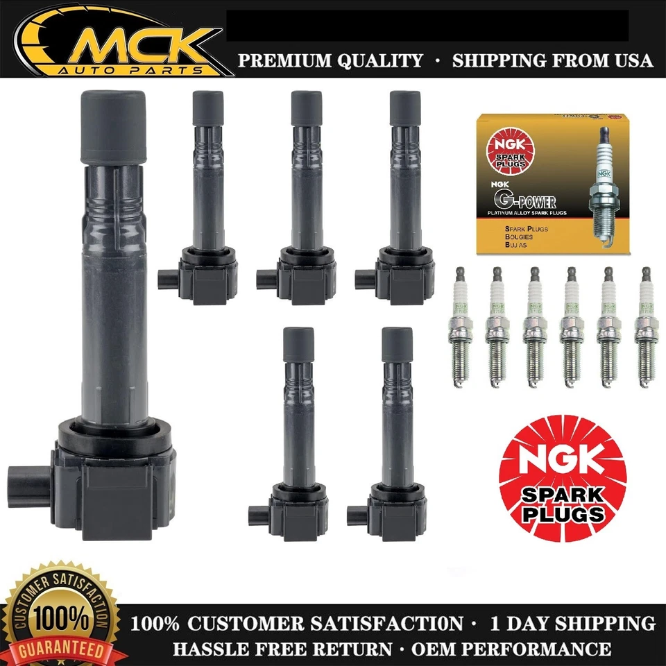 6x Ignition Coil & 6x NGK Spark Plug for Honda Accord Crosstour Acura RDX - Image 1 of 4